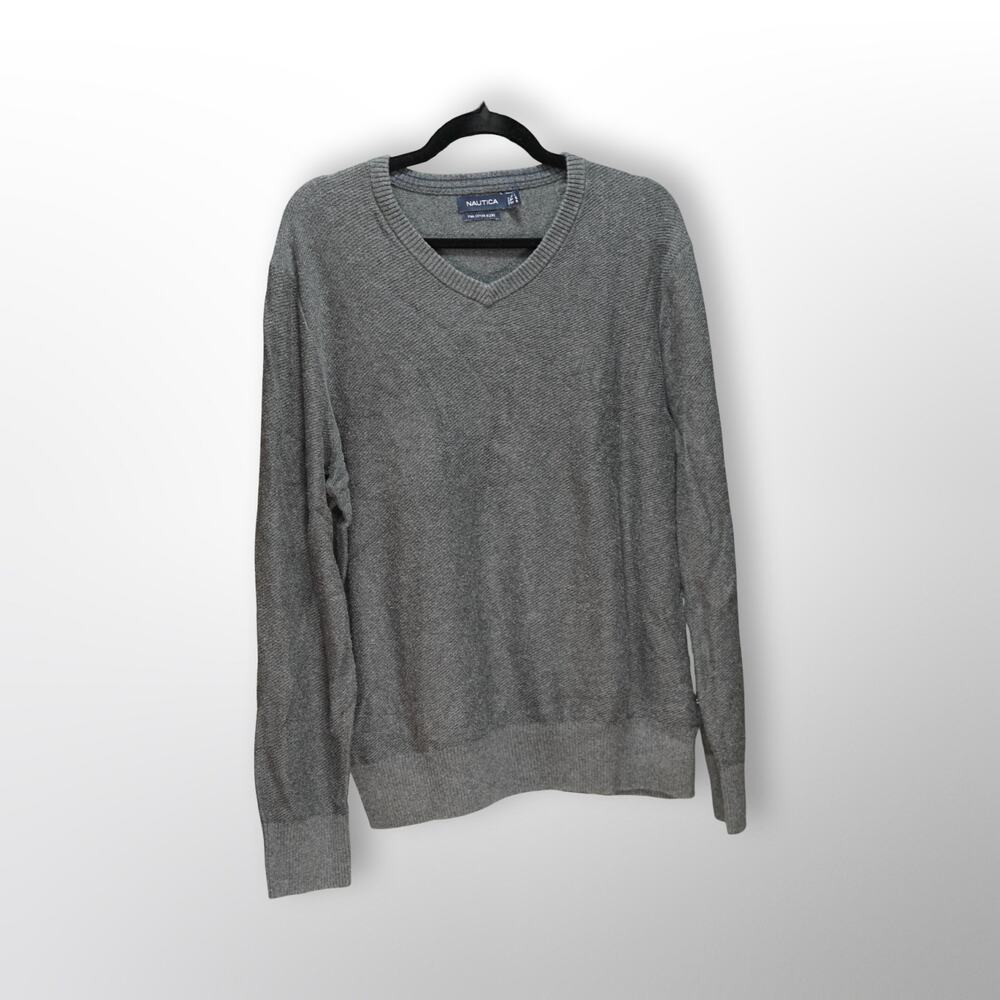 Nautica Men's Dark Gray Pima Cotton Crewneck Sweater - L